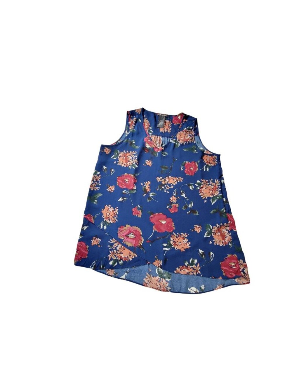 Chelsea & Theodore Womens Navy Sleeveless Floral Tunic Top Size  XL Lightweight